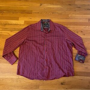 Elegant Burgundy Striped Men's Shirt